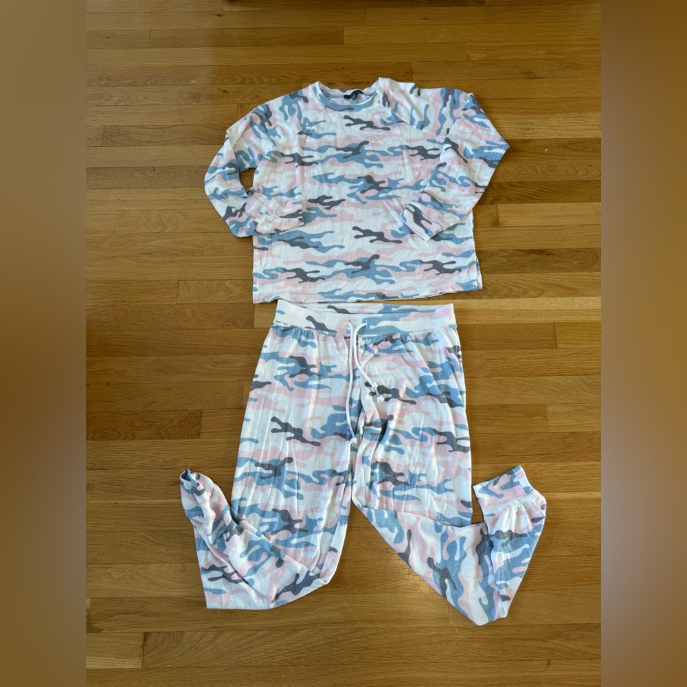 PJ Salvage Blue & Pink Camo Pajama Set Size S Soft Lounge Set - Picture 3 of 10